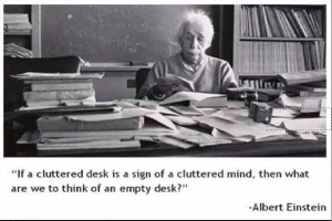 einstein cluttered desk